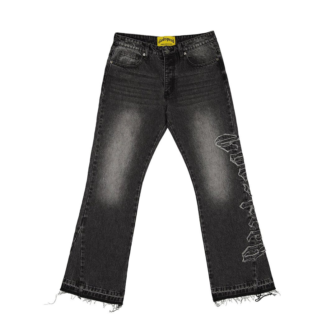 Godspeed OG Logo Flared Stitched Denim - 'Grey Wash' - Kicks Lounge