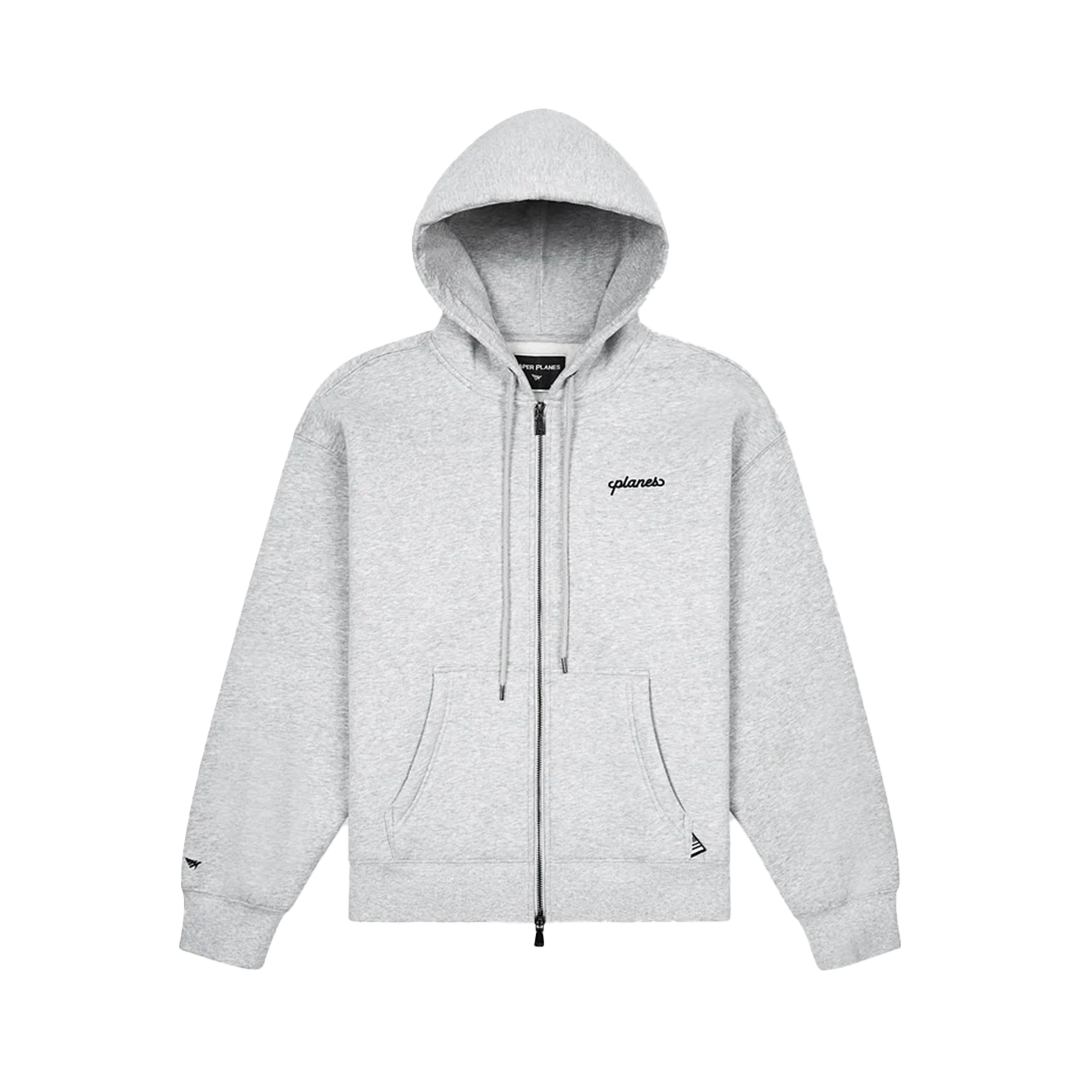 Paper Planes Planes Script Zip Hoodie - 'Crew Heather Grey'