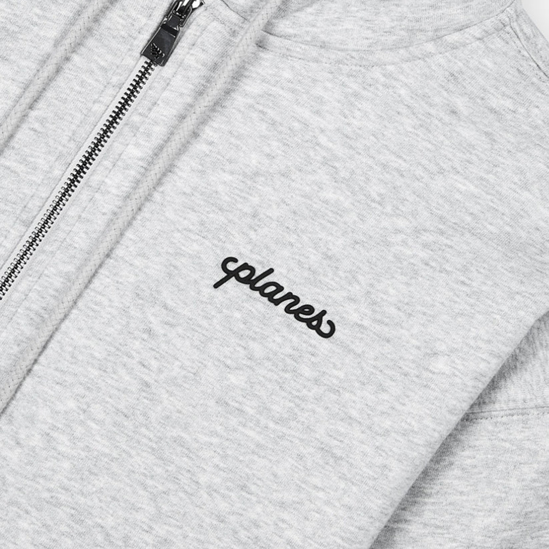Paper Planes Planes Script Zip Hoodie - 'Crew Heather Grey'