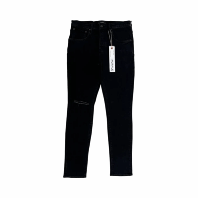 Purple Knee Slit Rinse Slim Denim – 'Black'