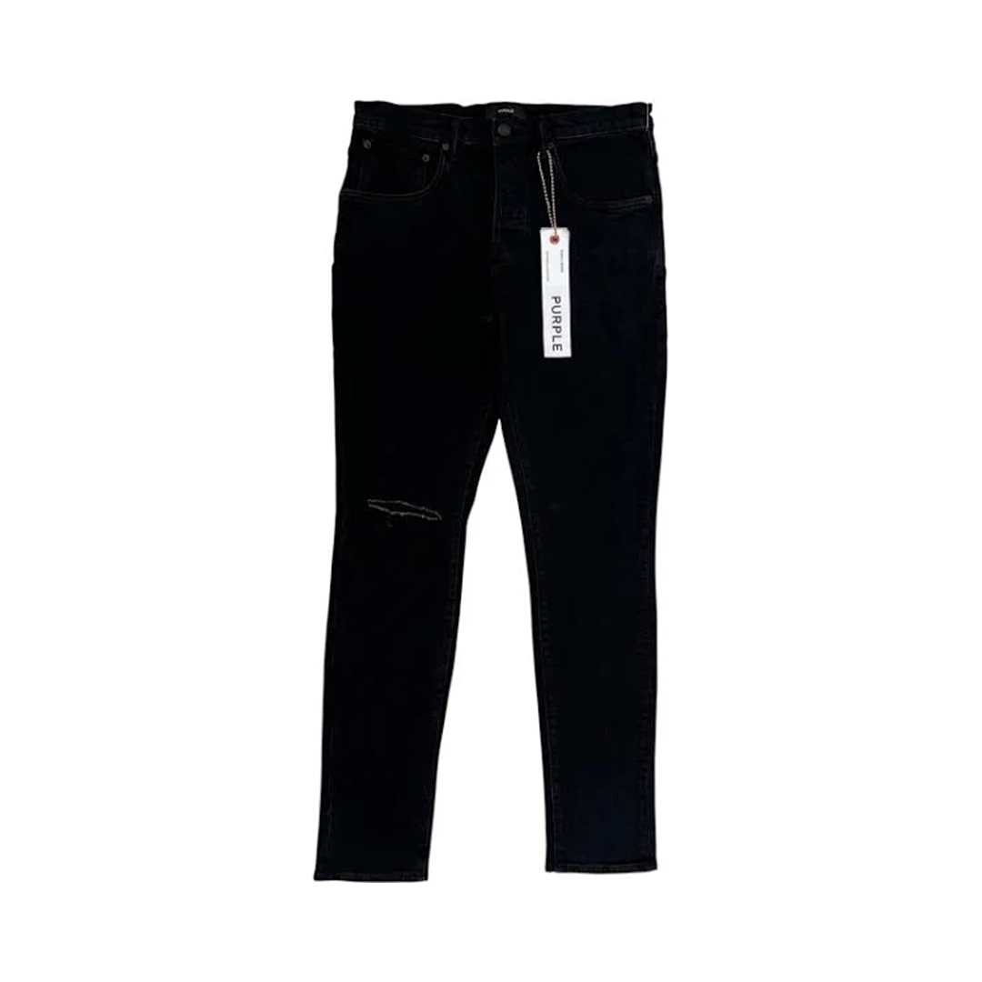 Purple Knee Slit Rinse Slim Denim – 'Black'
