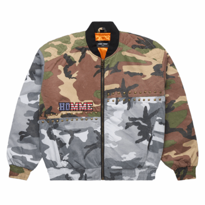 Homme + Femme Cycled Camo Bomber – 'White/Green'