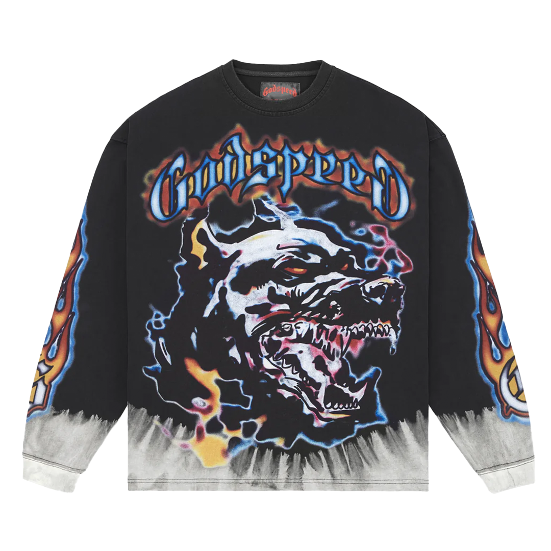 Godspeed Off The Leash L/S Tee – 'Black Wash'