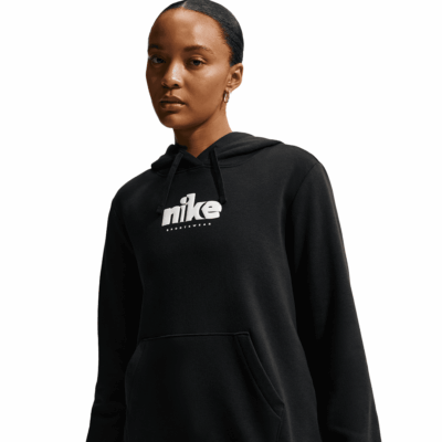 WMNS Nike Club Fleece Graphic Hoodie - 'Black/White'