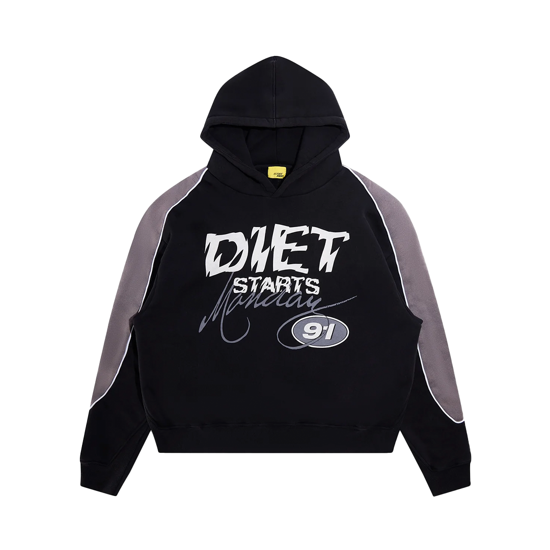 Diet Starts Monday Panel Hoodie – 'Vintage Black/Grey'