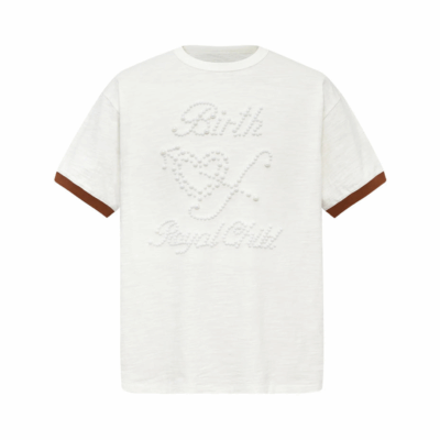 Birth Of Royal Child Pearl Patchwork Tee - 'White'