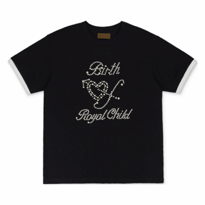 Birth Of Royal Child Pearl Patchwork Tee - 'Black'