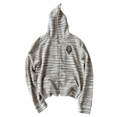 Birth Of Royal Child Striped Knit Hoodie - 'White'