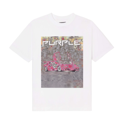 Purple Ditched Tee - 'White'