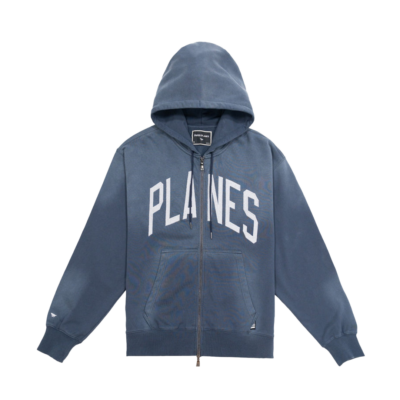 Paper Planes Arched Zip Hoodie - 'Steel Blue'