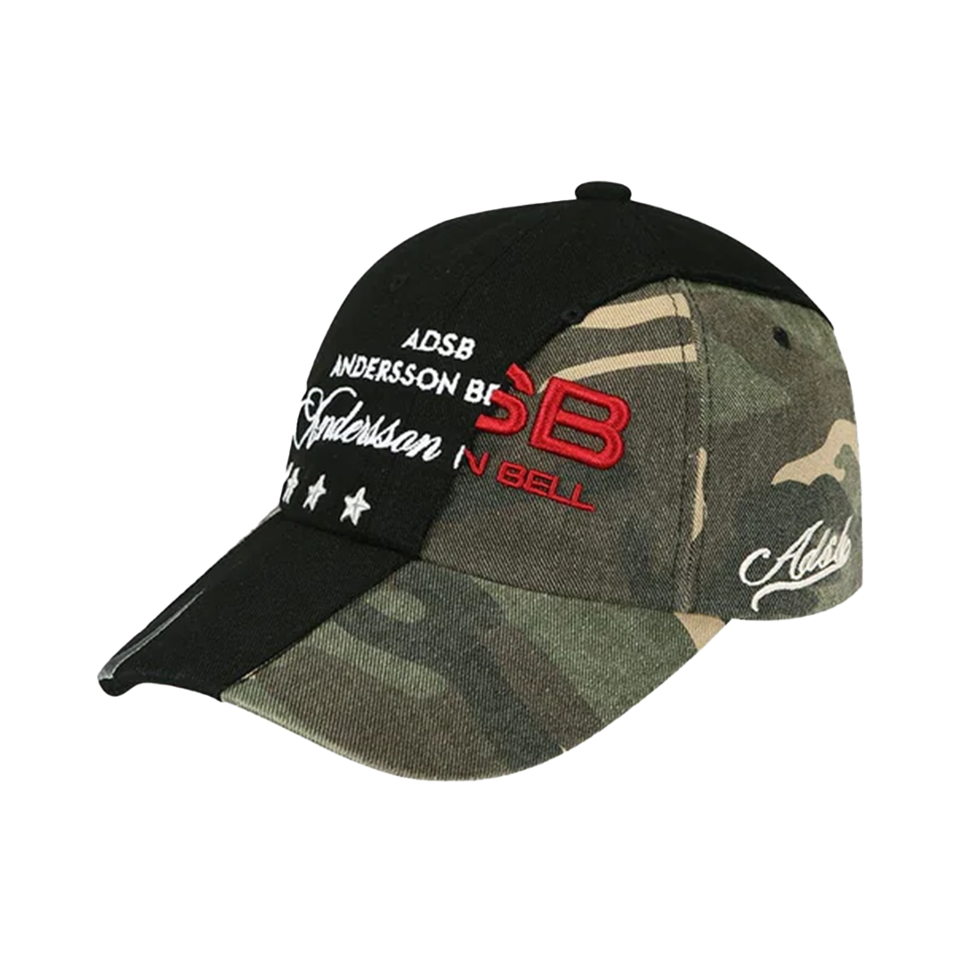 Andersson Bell Camouflage Split Paneled Strapback Hat - 'Black