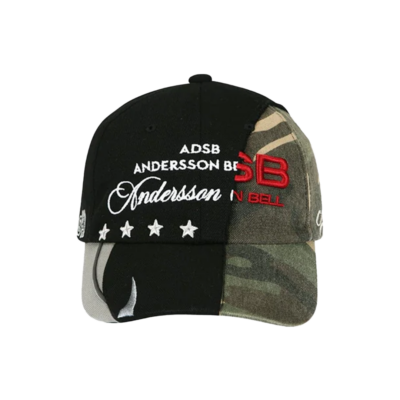 Andersson Bell Camouflage Split Paneled Strapback Hat - 'Black/Khaki' aaa526u
