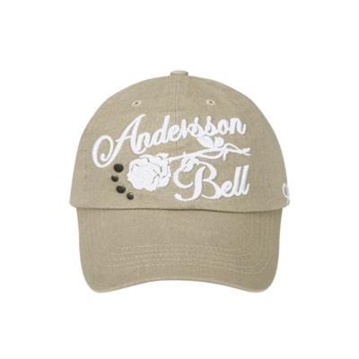 Andersson Bell Washed Riveted Rose Strapback Hat - 'Beige' aaa528u