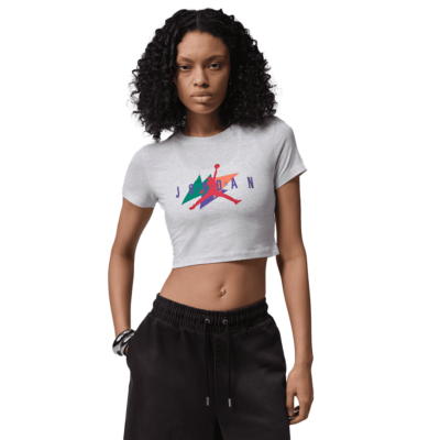 WMNS Jordan Flight Graphic Tee - 'Birch Heather/Black' IF0824-051