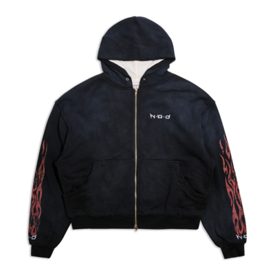 Nothing Grows Overnight Flame Logo Zip Hoodie - 'Black' NGO-FW25-1036