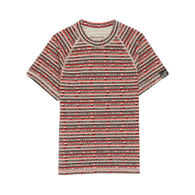 Martine Rose Raglan Shrunken Tee - 'Red/Grey Stripe' 639JE11116