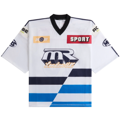 Martine Rose Oversized Hockey Top - 'White/Blue' 129JT10063
