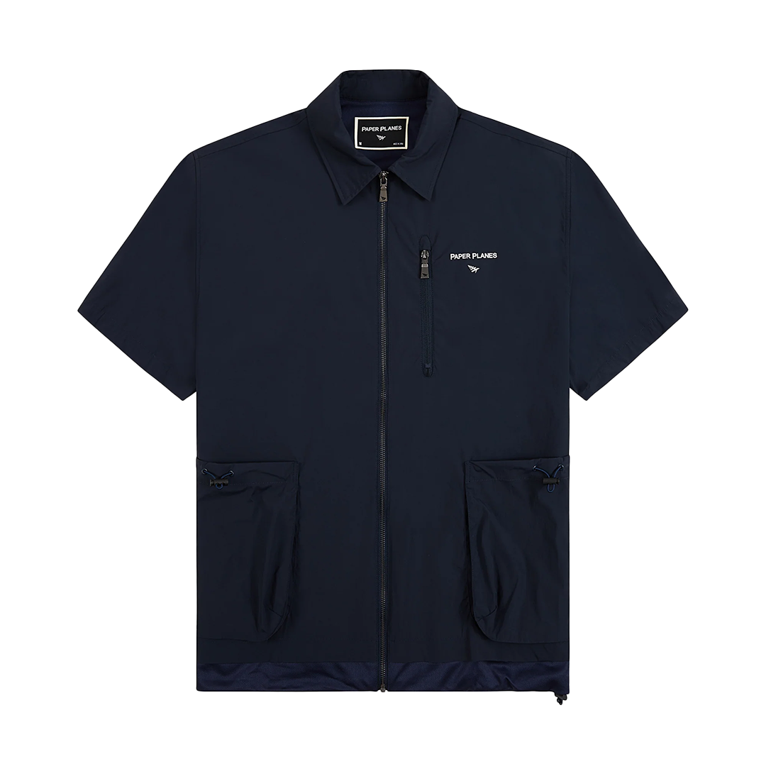 Paper Planes Zip Cargo Shirt - 'Navy' 310115