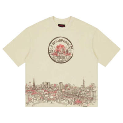 Godspeed Tokyo Skyline Tee - 'Bone' Tokyo-Skyline-T-Shirt