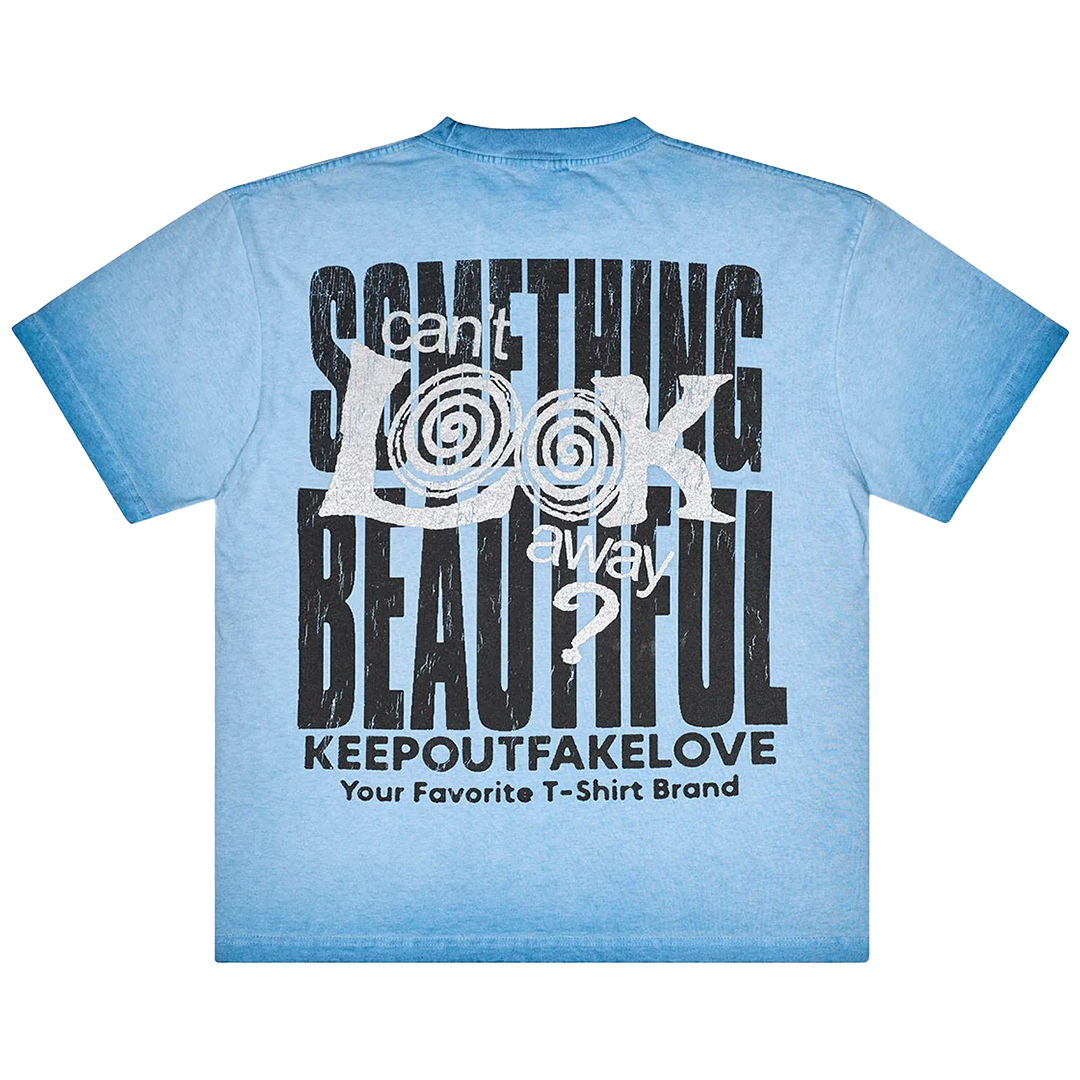 Keep Out Fake Love Grungy Tee - 'Blue Hazel Oil Wash' KOFL34-10143