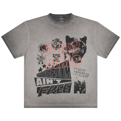 Keep Out Fake Love Free Lunch Tee - 'Charcoal Oil Wash' KOFL35-10145